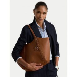 Torebka LAUREN RALPH LAUREN. Brązowe torebki klasyczne damskie Lauren Ralph Lauren, bez wzorów, bez dodatków. Za 2,199.00 zł.