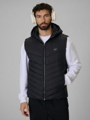 4F Bezrękawnik z wypełnieniem syntetycznym męski - czarny S. Czarne kamizelki męskie 4f, m, z materiału. Za 249.99 zł.