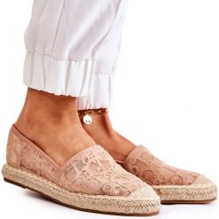 S.Barski Klasyczne Damskie Espadryle Ażurowe Nude Catris beżowy. Brązowe espadryle damskie z aplikacjami, bez obcasa. Za 125.58 zł.