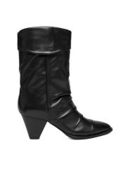 Badura Botki EO-APRIL-25FW218-1 Czarny. Czarne botki damskie Badura, ze skóry, bez obcasa, na słupku, bez zapięcia. Za 279.99 zł.