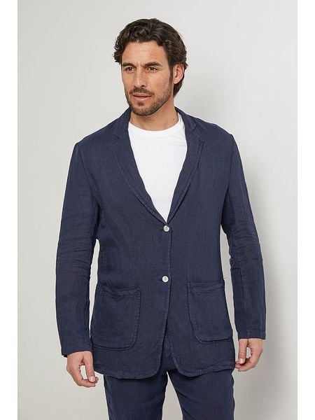 Lin Passion Lniana marynarka w kolorze granatowym rozmiar: M/L. Niebieskie marynarki męskie Lin Passion, bez wzorów, ze lnu. Za 170.07 zł.