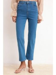Trendyol Dżinsy - Straight fit - w kolorze niebieskim rozmiar: 40. Niebieskie jeansy damskie Trendyol, z podwyższonym stanem. Za 109.95 zł.