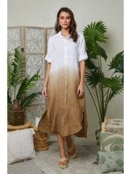 Le Monde du Lin Lniana sukienka w kolorze jasnobrązowym rozmiar: 38/40. Brązowe sukienki damskie Le Monde du Lin, bez wzorów, ze lnu, klasyczne, bez kołnierzyka, bez ramiączek, maxi. Za 197.17 zł.