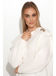 Makadamia Sweter w kolorze ecru rozmiar: onesize. Brązowe swetry klasyczne damskie Makadamia, z wełny, bez kołnierzyka. Za 83.42 zł.