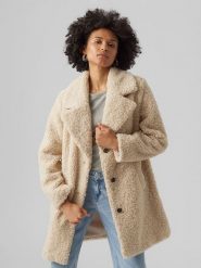 Vero Moda Płaszcz pluszowy w kolorze beżowym rozmiar: XS. Brązowe płaszcze damskie Vero Moda, xs, bez wzorów, z puchu. Za 204.95 zł.