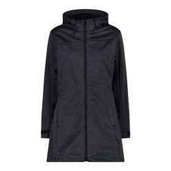 Kurtka damska z kapturem softshell CMP. Szare kurtki damskie CMP, bez wzorów, z materiału, z kapturem. Za 484.60 zł.
