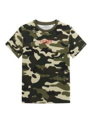 Guess T-Shirt L5YI19 K8HM4 Khaki Regular Fit. Brązowe t-shirty chłopięce Guess, z aplikacjami, z bawełny, bez ramiączek. Za 89.99 zł.