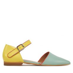 Półbuty Fly London. Niebieskie półbuty damskie Fly London, bez wzorów, bez obcasa, na płaskiej podeszwie. Za 449.99 zł.