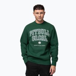 Bluza męska Pitbull So Cal Crewneck. Zielone, analogowe bluzy bez kaptura męskie PITBULL, bez wzorów, z bawełny, bez kołnierzyka, bez ramiączek. Za 149.99 zł.