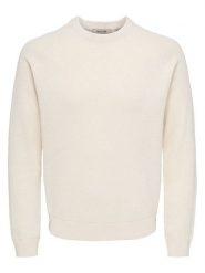 ONLY & SONS Sweter "Villas" w kolorze kremowym rozmiar: L. Brązowe swetry męskie Only & Sons, l, bez wzorów, bez kołnierzyka. Za 119.95 zł.