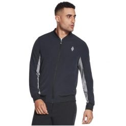 Bluza dresowa sportowa męska Skechers Skechweave Premium Bomber. Czarne bluzy bez kaptura męskie Skechers, bez wzorów, z dresówki, sportowe, bez kołnierzyka, bez ramiączek. Za 219.99 zł.