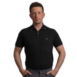 Koszulka polo do jazdy konnej Premier Equine Respiro. Czarne koszulki polo męskie PREMIER EQUINE, na lato, m, z aplikacjami, z bawełny, bez ramiączek. Za 307.00 zł.