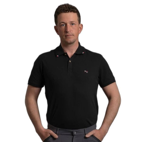 Koszulka polo do jazdy konnej Premier Equine Respiro. Czarne koszulki polo męskie PREMIER EQUINE, na lato, m, z aplikacjami, z bawełny, bez ramiączek. Za 270.00 zł.
