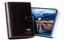 Portfel skórzany Peterson [DH] PTN 22310L-VT c. brązowy. Brązowe portfele męskie Peterson, bez wzorów, ze skóry. Za 100.99 zł.