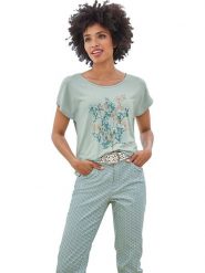 Heine Koszulka w kolorze turkusowym rozmiar: 42. Niebieskie bluzki damskie Heine, bez wzorów, bez kołnierzyka, bez ramiączek. Za 47.94 zł.