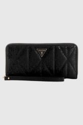 GUESS Czarny duży portfel damski Laurel. Czarne portfele damskie Guess, z aplikacjami, ze skóry ekologicznej. W wyprzedaży za 208.99 zł.