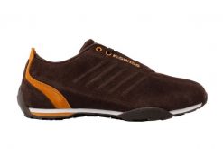 Buty - sportowe - męskie - K-SWISS - ARVEE 2.0 SDE - brązowe z złotymi akcentami. Brązowe buty sportowe na co dzień męskie K-Swiss, z gumy, bez zapięcia, trekkingowe. Za 259.00 zł.