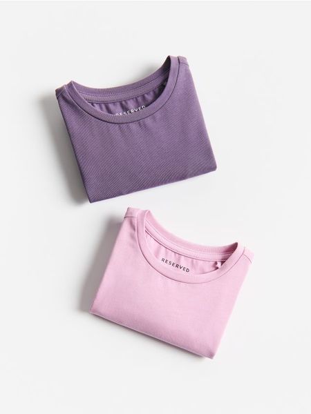 Luźny t-shirt 2 pack - wielobarwny. Koszulki dziewczęce Reserved, m, bez wzorów, z bawełny, bez ramiączek. Za 32.99 zł.