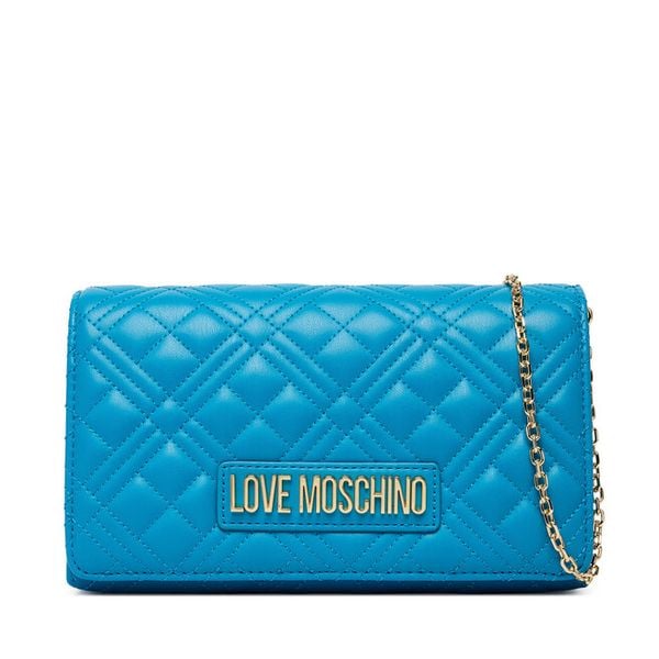 Torebka LOVE MOSCHINO. Niebieskie torebki wieczorowe Love Moschino, bez wzorów, wizytowe, bez kołnierzyka, bez ramiączek. Za 609.99 zł.