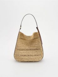 Pleciona torebka hobo - brązowy. Brązowe torebki klasyczne damskie Reserved, bez wzorów, bez dodatków. Za 149.99 zł.