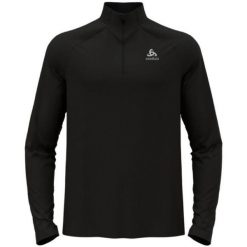 Bluza tech. męska Odlo Mid layer ESSENTIAL 1/2 ZIP. Czarne bluzy sportowe męskie Odlo, bez wzorów, z materiału, sportowe, bez kołnierzyka, bez ramiączek. Za 279.99 zł.