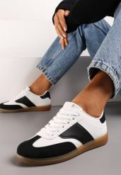 Czarno-Białe Sneakersy Tenisówki z Klasycznym Sznurowaniem Norio. Czarne trampki i tenisówki damskie Renee, bez wzorów, z jeansu. Za 69.99 zł.