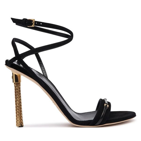 Sandały Elisabetta Franchi. Czarne sandały damskie Elisabetta Franchi, bez wzorów, bez obcasa, na szpilce. Za 3,249.00 zł.