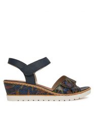 Remonte Sandały R6252-15 Granatowy. Niebieskie sandały damskie Remonte, bez wzorów, z materiału, bez obcasa, na koturnie. Za 359.99 zł.