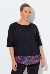 Damskie Koszulka funkcyjna dwuwarstwowa okrągły dekolt rękawy 3/4. Czarne topy sportowe damskie Ulla Popken, plus size, bez wzorów, z elastanu, bez ramiączek. Za 239.99 zł.
