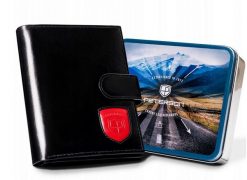 Portfel skórzany Peterson [D] PTN 22310L-VT-T czarny. Czarne portfele męskie Peterson, bez wzorów, ze skóry. Za 106.99 zł.