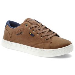Brązowe Eleganckie Sneakersy Wrangler Stylowe Obuwie Męskie. Brązowe buty wizytowe męskie Wrangler, na jesień, z jeansu, bez zapięcia. Za 279.00 zł.