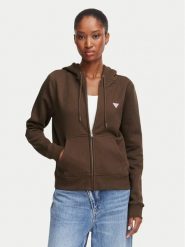 Guess Jeans Bluza W4YQ03 KC811 Brązowy Regular Fit. Brązowe bluzy bez kaptura damskie Guess Jeans, m, z bawełny. Za 389.99 zł.
