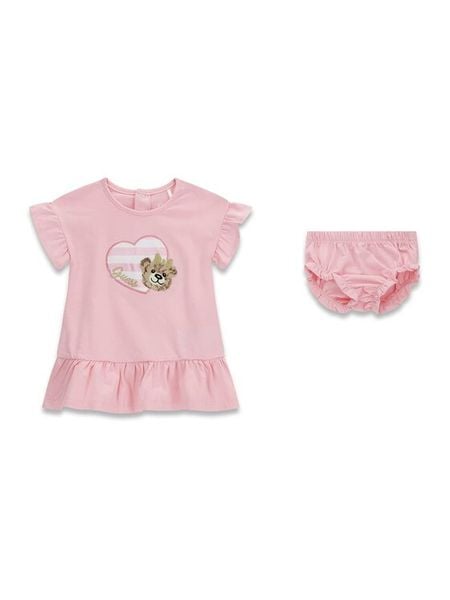 Guess Kids Sukienka 181325 Różowy Classic Fit. Czerwone sukienki dziewczęce Guess Kids, z aplikacjami, bez ramiączek. Za 175.00 zł.
