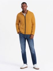 Bluza męska rozpinana ze stójką - żółta V4. Żółte bluzy bez kaptura męskie Ombre Clothing, l, z bawełny. W wyprzedaży za 59.99 zł.