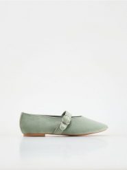 Baleriny z regulowanym paskiem - oliwkowy. Zielone baleriny damskie Reserved, bez wzorów, z tkaniny, bez obcasa. W wyprzedaży za 49.99 zł.