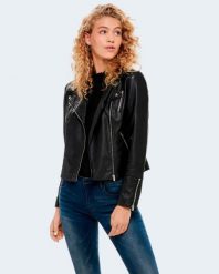 Kurtka Kobieta ONLY ONLGEMMA FAUX LEATHER BIKER OTW NOOS. Czarne kurtki damskie Only, na jesień, uniwersalny, bez wzorów, ze skóry, bez kaptura. Za 212.65 zł.