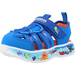 Sandały SKECHERS 407041N Niebieski. Niebieskie sandały męskie Skechers, z materiału, bez zapięcia. Za 171.99 zł.