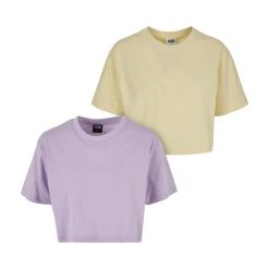 Krótka Koszulka Damska Oversize (zestaw 2 Sztuk). Czerwone bluzki damskie Urban Classics, xl, bez wzorów, casualowe, bez kołnierzyka, bez ramiączek. Za 119.99 zł.