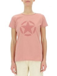 Jeep Koszulka w kolorze szaroróżowym rozmiar: XS. Różowe bluzki damskie Jeep, xs, bez wzorów, z bawełny, bez kołnierzyka, bez ramiączek. Za 50.78 zł.