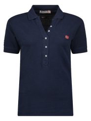 Geographical Norway Koszulka polo "Kelly" w kolorze granatowym rozmiar: XL. Niebieskie bluzki damskie Geographical Norway, xl, bez wzorów, z bawełny, bez kołnierzyka, bez ramiączek. Za 57.06 zł.