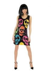 CHAKS Sukienka kostiumowa "Sequins skull" w kolorze czarnym ze wzorem rozmiar: M. Czarne sukienki damskie CHAKS, na co dzień, m, bez wzorów, bez kołnierzyka, bez ramiączek, proste. Za 69.99 zł.