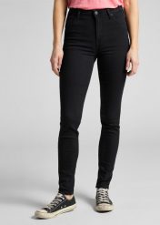 LEE SCARLETT HIGH DAMSKIE SPODNIE JEANSOWE BLACK RINSE 28 L626AE47 112114135. Czarne spodnie materiałowe damskie Lee, bez wzorów, z jeansu. Za 189.99 zł.