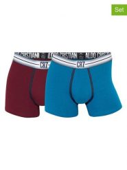 CR7 Bokserki (2 pary) w kolorze niebieskim i bordowym rozmiar: L. Czerwone bokserki męskie CR7, bez wzorów. Za 39.99 zł.
