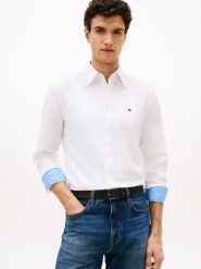 Tommy Hilfiger koszula casual z lnem Mężczyźni Regular Fit len biały, S. Białe koszule męskie Tommy Hilfiger, m, bez wzorów, z bawełny, bez kołnierzyka, bez ramiączek. Za 379.95 zł.