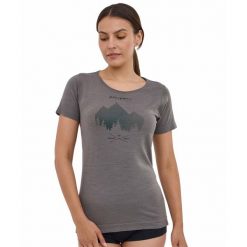 Koszulka damska z krótkim rękawem wełniana Brubeck OUTDOOR WOOL PRO. Szare t-shirty damskie Brubeck, bez wzorów, z poliamidu, bez kołnierzyka. Za 279.99 zł.
