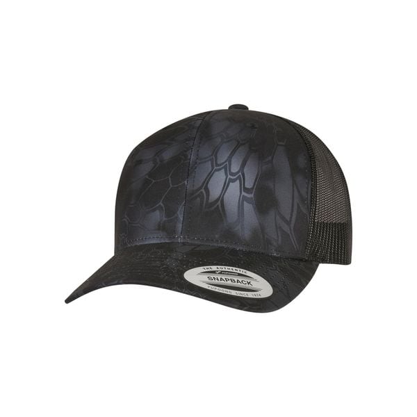 Czapka Flexfit YP Classics Kryptek Retro Trucker. Czarne czapki męskie FLEXFIT, bez wzorów, z materiału, eleganckie. Za 84.65 zł.
