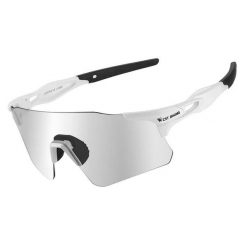 Sportowe okulary przeciwsłoneczne fotochromowe, przeciwmgielne i wiatroodporne. Białe okulary przeciwsłoneczne męskie WEST BIKING, z gumy. Za 168.20 zł.