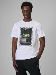 4F T-shirt regular z nadrukiem męski - biały XXL. Białe t-shirty męskie 4f, m, bez wzorów, z bawełny, bez kołnierzyka. Za 79.99 zł.