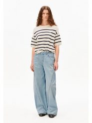 Armedangels Sweter ''Striped'' w kolorze kremowo-czarnym rozmiar: L. Brązowe swetry klasyczne damskie ARMEDANGELS, l, ze splotem, bez kołnierzyka. Za 274.95 zł.