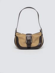 Torebka damska na ramię z klamrą beżowa Pameli 801. Brązowe torebki klasyczne damskie Big Star, z aplikacjami, z jeansu, bez dodatków. Za 179.99 zł.